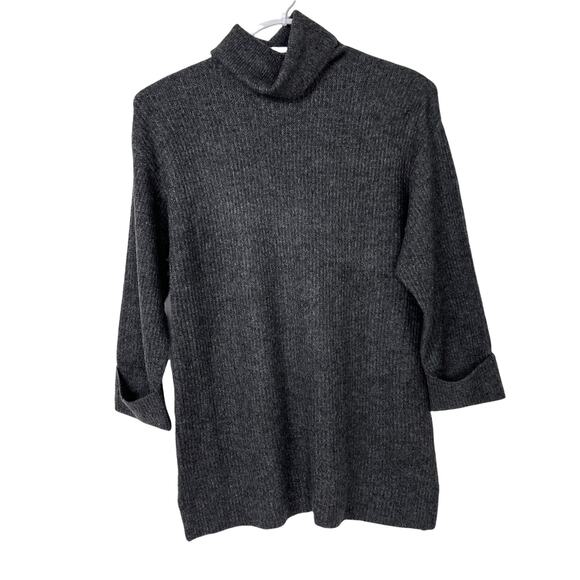 Topshop Cuffed Ribbed Relaxed Fit Funnel Neck Sweater Dress Sz 4-6 in Gray NWT - Picture 1 of 8